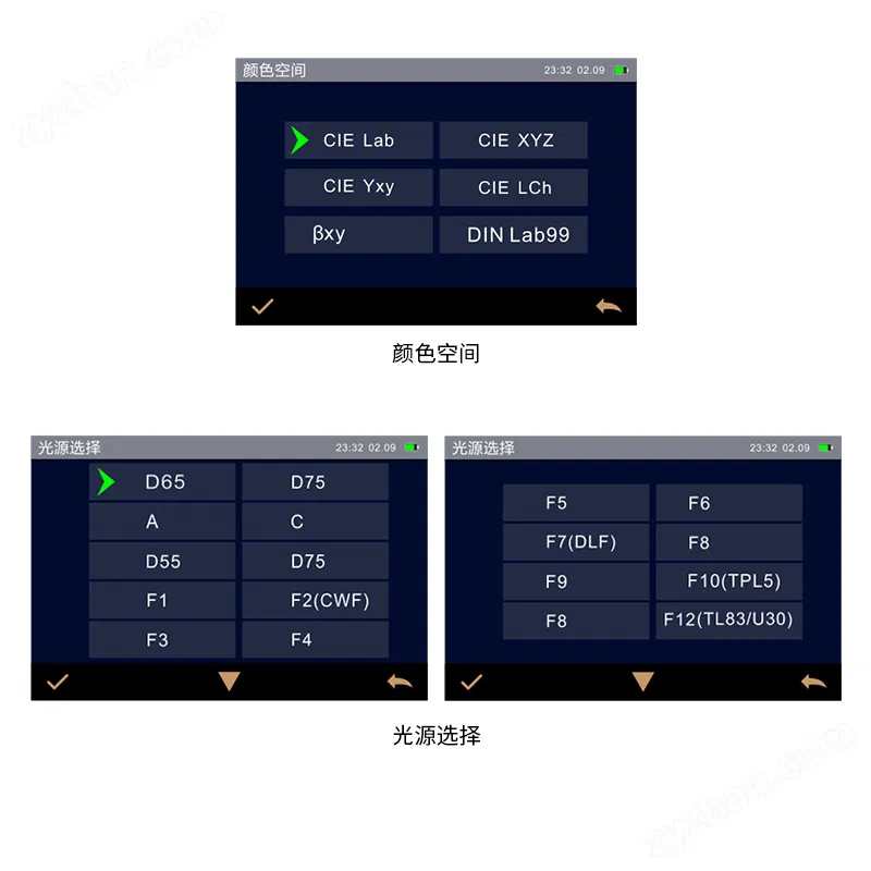 多種顏色測量空間，多種觀測光源